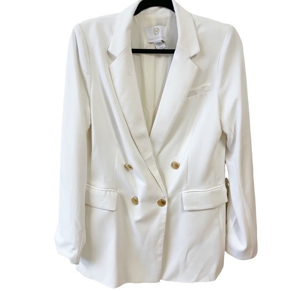 House of Harlow 1960 White Oversized Blazer Gold Buttons - Picture 2 of 12